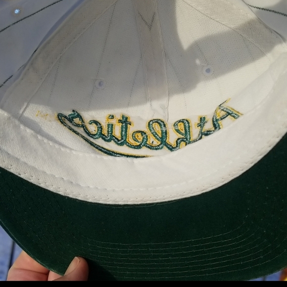 vtg Oakland A's Script Snapback Pin Stripe Starter Hat - CLEAN - Picture 11 of 11